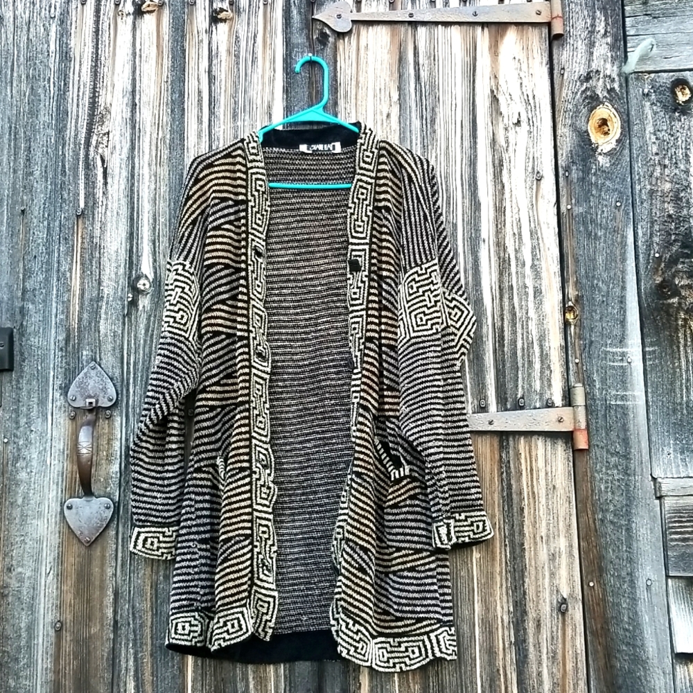 SEARLE BLATT OS Chenile Art-to-Wear Lagenlook Knit Long Sweater Duster * Flaw